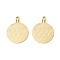 Ion Plating(IP) 304 Stainless Steel Pendants, Flat Round, Real 24K Gold Plated, 16x12x1mm, Hole: 1mm