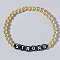 Stylish Brass & Acrylic Word Beaded Stretch Bracelets Trendy for Unique Look, Word STRONG, Golden, 6-7/8 inch(17.5cm)