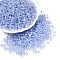 6/0 Transparent Inside Colours Glass Seed Round Beads, Round Hole, Cornflower Blue, 4x3mm, Hole: 1.2mm, 4500pcs/pound