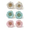 Flower Ion Plating(IP) 304 Stainless Steel Stud Earrings, with Enamel for Women, Polishing, Golden, Mixed Color, 23x22mm