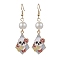 304 Stainless Steel Dangle Earrings, with Alloy Enamel Pendants, Skull, Golden, 63x19mm