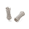 925 Sterling Silver Micro Pave Clear Cubic Zirconia Beads, Column, Platinum, 9x4x4mm, Hole: 1mm