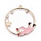 Zinc Alloy Enamel Pendants, with Rhinestone, Astronaut, Light Gold, Pink, 36.5~37.5x36~36.5x2.5mm, Hole: 1.5mm