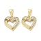 Brass Micro Pave Clear Cubic Zirconia Pendants, Heart, Real 18K Gold Plated, 15.5x14.5x3.5mm, Hole: 3.5mm