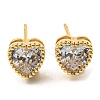 Cubic Zirconia Heart Stud Earrings KK-C026-01G-01-1