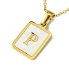 Ion Plating(IP) Rectangle with Initial Letter 304 Stainless Steel Pendant Necklace NJEW-R265-04G-P-1