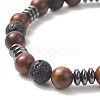 Gemstone & Wood Beaded Stretch Bracelet for Women BJEW-JB09153-3