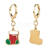 Brass Huggie Hoop Earrings for Christmas EJEW-JE04509-05-2
