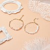 2Pcs 2 Color Natural Pearl Beaded Link Bracelets Set with Brass Paperclip Chains for Women BJEW-JB08777-2