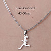 Non-Tarnish 201 Stainless Steel Running Girl Pendant Necklace NJEW-OY001-30-3