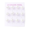 6 Pair Shell Pearl Round Ball Stud Earrings EJEW-A067-18A-G-2