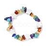 Natural & Synthetic Mixed Gemstone Chips & Shell Beaded Stretch Bracelet BJEW-JB09897-03-1
