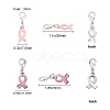 SUNNYCLUE October Breast Cancer Pink Awareness Ribbon Alloy Enamel Pendants ENAM-SC0001-69-2