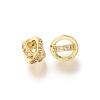 Brass Micro Pave Clear Cubic Zirconia Beads KK-L225-011G-1