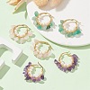 Natural Mixed Gemstone Chips & Pearl Beaded Hoop Earrings EJEW-JE05290-4