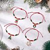 4Pcs 4 Style Christmas Theme Alloy Enamel Charm Bracelets Set BJEW-JB11087-2