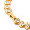 Clear Cubic Zirconia Oval Link Chain Necklace NJEW-E074-02G-4