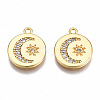 Brass Micro Pave Clear Cubic Zirconia Charms KK-Q277-031-NF-2
