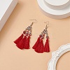 Polyester Tassel with Glass Beaded Chandelier Earrings EJEW-TA00183-03-2