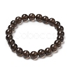 Natural Black Obsidian Beaded Stretch Bracelets BJEW-K228-01-1