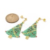 Glass Seed Braided Christmas Tree Dangle Stud Earrings EJEW-MZ00027-2