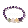 Faceted Natural Amethyst Stretch Beaded Bracelets BJEW-P318-01G-03-1