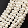 Round Shell Pearl Matte Surface Bead Strands X-BSHE-M011-08-6mm-1