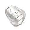 304 Stainless Steel Moon with Star Open Cuff Ring for Women RJEW-M149-29P-3