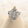 Brass Micro Pave Clear Cubic Zirconia Open Cuff Rings for Women Men KK-B124-12P-2