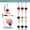 Pandahall 36Pcs 9 Colors Cross Glass Pendant Decoration HJEW-TA0001-08-3