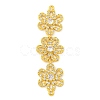 Brass Pave Clear Cubic Zirconia Three Flower Links Connector Charms KK-P277-61G-1