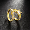 Classic 316L Titanium Steel Cubic Zirconia Couple Rings for Women RJEW-BB07014-9G-3