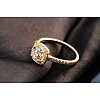Real 18K Gold Plated Brass AAA Square Cubic Zirconia Engagement Ring RJEW-AA00201-5#-G-2