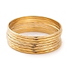 7Pcs PVD Vacuum Plating 304 Stainless Steel Textured Ring Bangles Set for Women BJEW-A011-11A-G-1