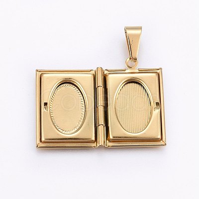 Ion Plating(IP) 316 Stainless Steel Locket Pendants for Teachers' Day X-STAS-O103-42G-1