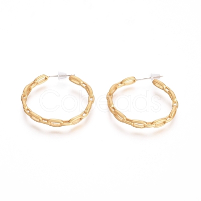 Semicircular Brass Cable Chain Stud Earrings EJEW-E196-06MG-1