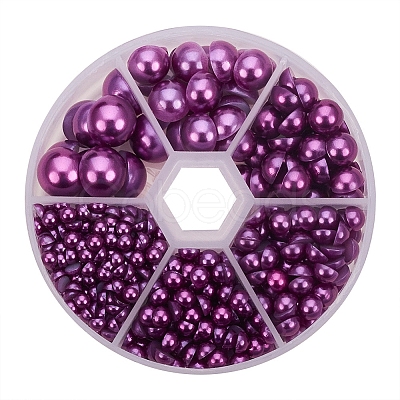 PandaHall Elite Medium Orchid Imitation Pearl Beads Assorted Mixed Sizes 4-12mm Flat Back Pearl Cabochons SACR-PH0001-47-1