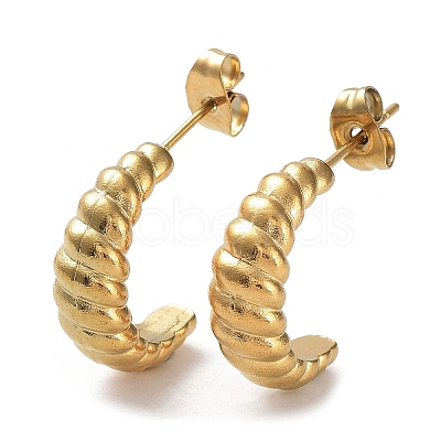 Ion Plating(IP) 304 Stainless Steel Croissant Ear Studs for Women EJEW-P234-03G-1