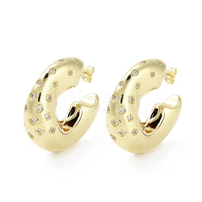 Rack Plating Brass Micro Pave Cubic Zirconia Studs Earrings EJEW-B047-05G-01-1