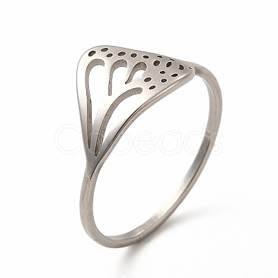 Non-Tarnish 304 Stainless Steel Hollow Out Butterfly Wing Finger Ring for Women RJEW-K239-13P-1