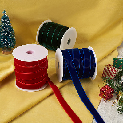 Yilisi 37.5 Yards 3 Colors Christmas Single Face Velvet Ribbon OCOR-YS0001-09-1