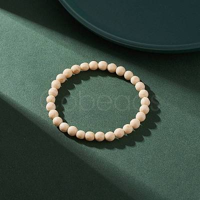 Natural Fossil Bead Stretch Bracelets X-BJEW-K212-A-015-1