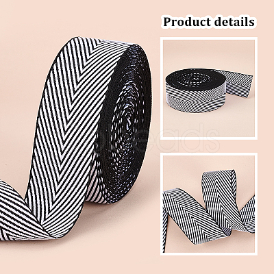 PandaHall Elite Polyester Jacquard Herringbone Ribbons OCOR-PH0002-90B-1