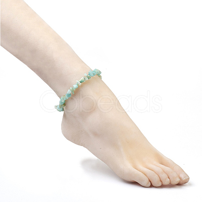 Natural Flower Amazonite Chip Beads Anklets AJEW-AN00229-08-1