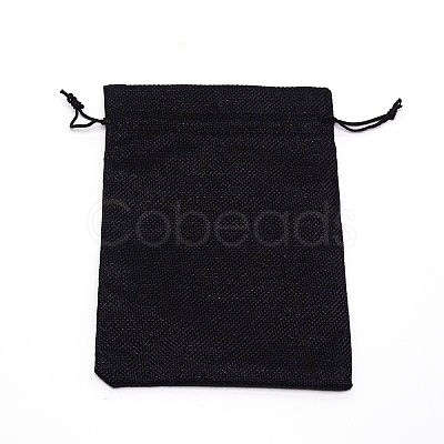 Rectangle Linen Craft Drawstring Bag ABAG-WH0031-02-1