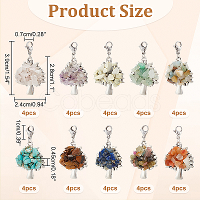 Unicraftale 4 Sets 10 Styles Mixed Stone Chip Beads Pendant Decorations Sets HJEW-UN0001-13-1