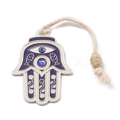 Hamsa Hand/Hand of Miriam with Evil Eye Alloy Resin Pendant Decorations HJEW-K042-01AS-02-1