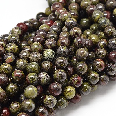 Natural Bloodstone Round Beads Strands G-P075-04-8mm-1