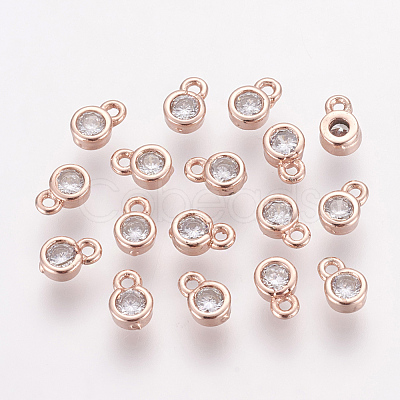 Brass Cubic Zirconia Charms X-ZIRC-P068-01RG-1