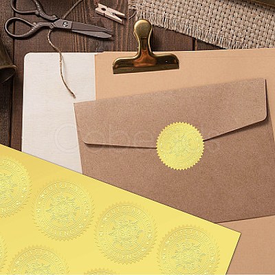 34 Sheets Self Adhesive Gold Foil Embossed Stickers DIY-WH0509-003-1